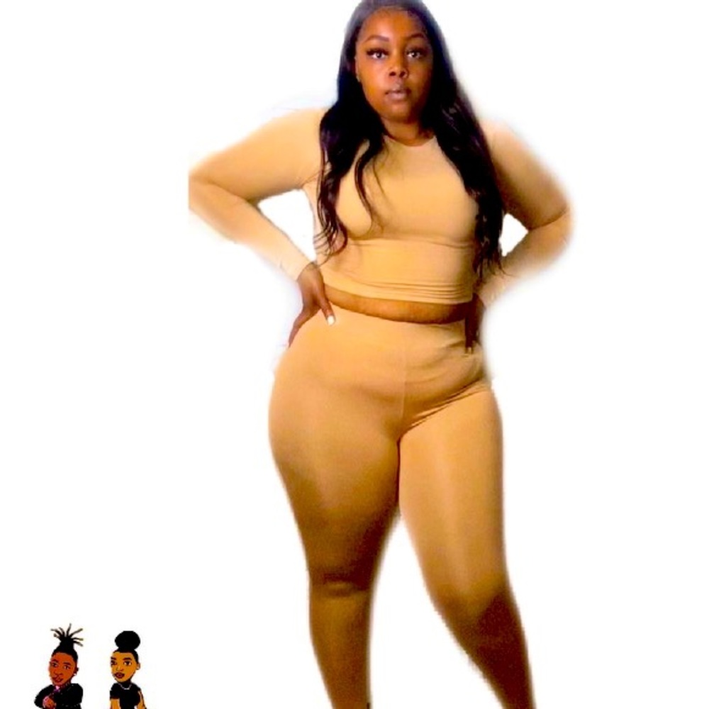 Toasted almond and Autumn night crop-top leggings two piece